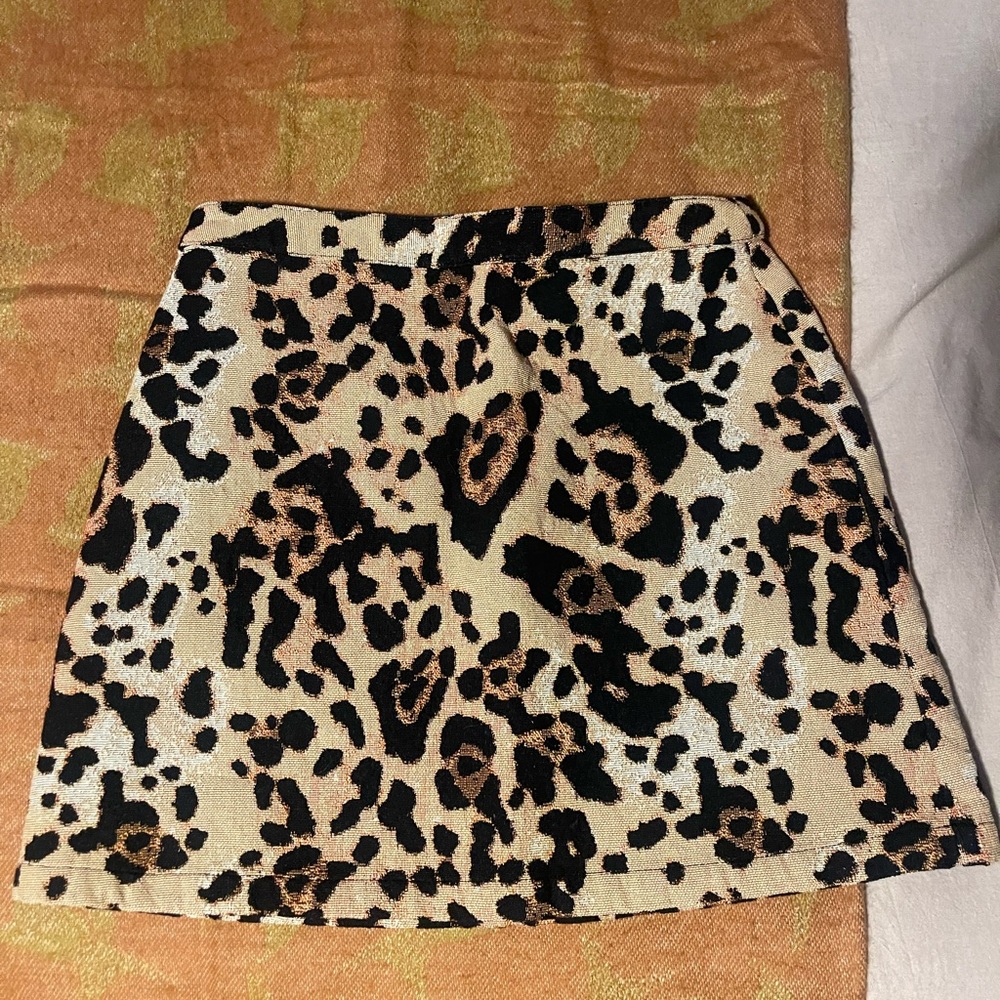 Leopard A Line Mini Skirt